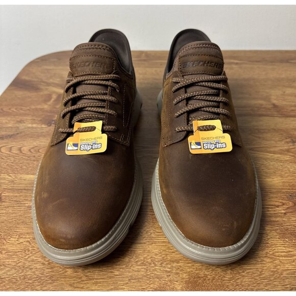 Skechers Mens Hands-Free Slip-ins Shoes Brown Leather Garza-Gervin Size 12 main image 6